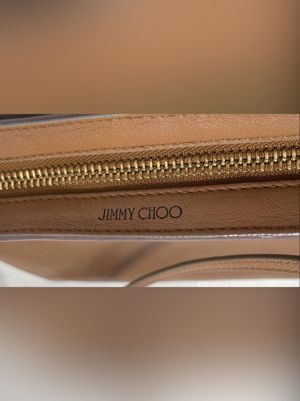 Jimmy Choo Rubie Gold Ring Camel Pebbled Leather Crossbody Bag Purse w/Auth Card - Picture 12 of 16